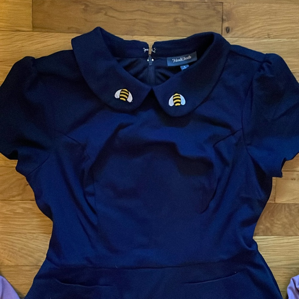 ModCloth Navy Blue Bee Dress Size Large